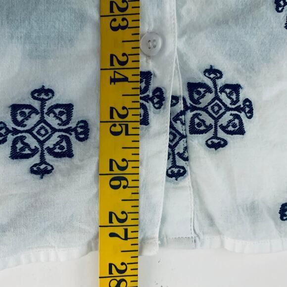 CJ BANKS Blouse Top Button Down‎ Novelty Embroidered Boho Artsy Workwear Preppy - Picture 12 of 12